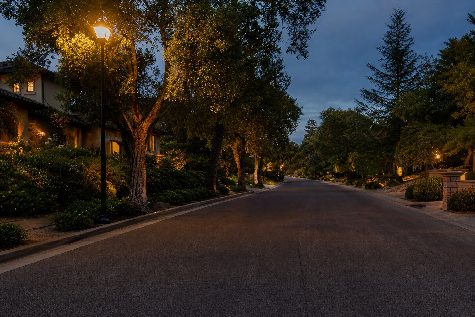 Modern California home at dusk